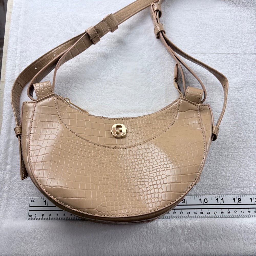 Madden Girl Tan Croc Embossed Shoulder Bag Faux Leather Purse